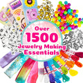 We Cool Ily DIY Deluxe Jewelry Accessories Kit, Friendship Threads, Beads, Charms and Scrunchie Supplies, 1500+ Pieces