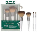 EcoTools On-The-Go Style Makeup Brush Kit, 4-Piece Vegan Synthetic Travel Set with Makeup Brush Bag