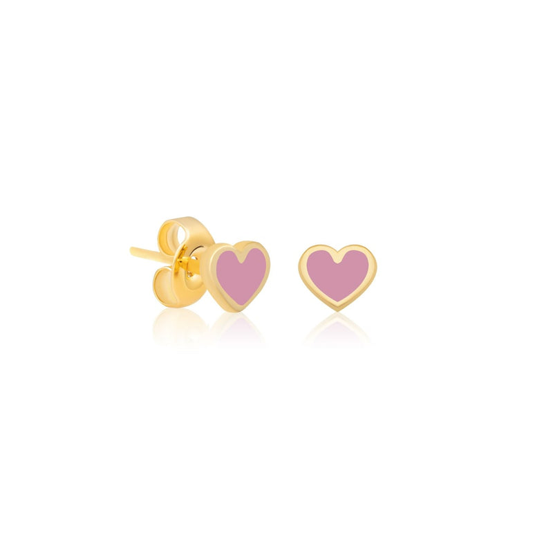 Navaro Baby Earrings Neb-G121 Heart Design 21K Gold Coated Zircon Accents