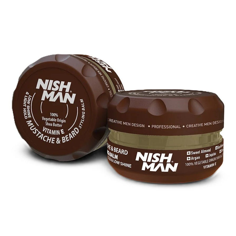 Nishman Beard & Mustache Styling Balm Light Hold Low Shine Shea Butter Vitamin E 100 ml