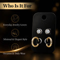 AURI Earrings Set Small Hoops and Zirconia Stud Pins 18K Gold-Plated Stainless Steel