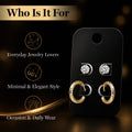 AURI Earrings Set Small Hoops and Zirconia Stud Pins 18K Gold-Plated Stainless Steel