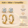 AURI Earrings Set Small Hoops and Zirconia Stud Pins 18K Gold-Plated Stainless Steel