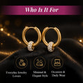 AURI Circles and Charms Zirconia Earrings 18K Gold-Plated 316L Stainless Steel, 1 Pair