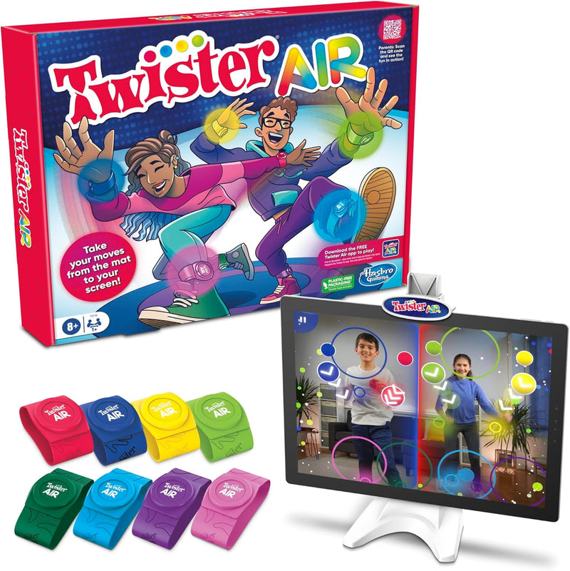 Twister Air App-Enabled Augmented Reality Game with 8 Stretchy Bands and Device Stand