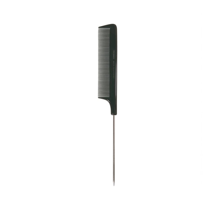 Titania Black Tail Comb with Slim Metal Tail for Precise Hair Sectioning