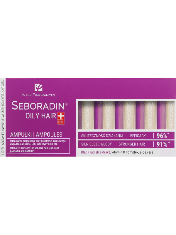Seboradin Oily Hair Scalp Ampoules, Black Radish Extract, Vitamin B Complex & Aloe Vera, 14 x 5.5 ml