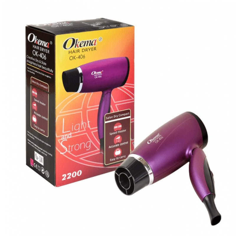OKEMA OK-406 Hair Dryer 2200W Ionic Technology 5 Speeds 4 Heat Settings