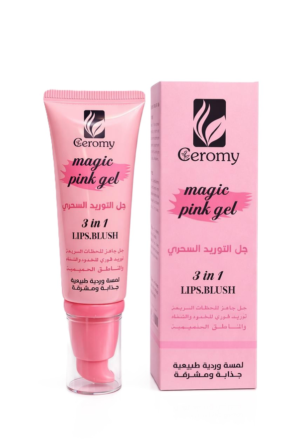 Ceromy Magic Pink Gel 3-in-1 Lip and Cheek Tint, Hydrating Natural Flush, 40 g