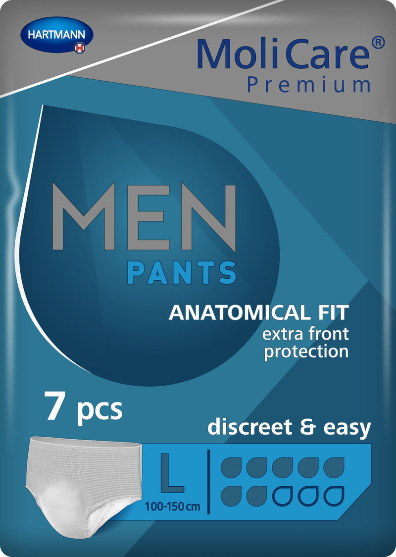 Molicare Premium Men Pants 7 Drops Absorbent Incontinence Pants Size L, 7 Pieces