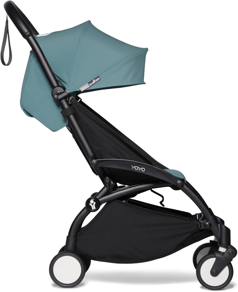 Stokke YOYO2 Stroller Frame with Newborn Pack, 6+ Aqua Color Pack, Black
