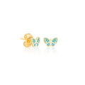 Navaro Kids Butterfly Earrings 21K Gold Coated Zircon Blue NEK-G44