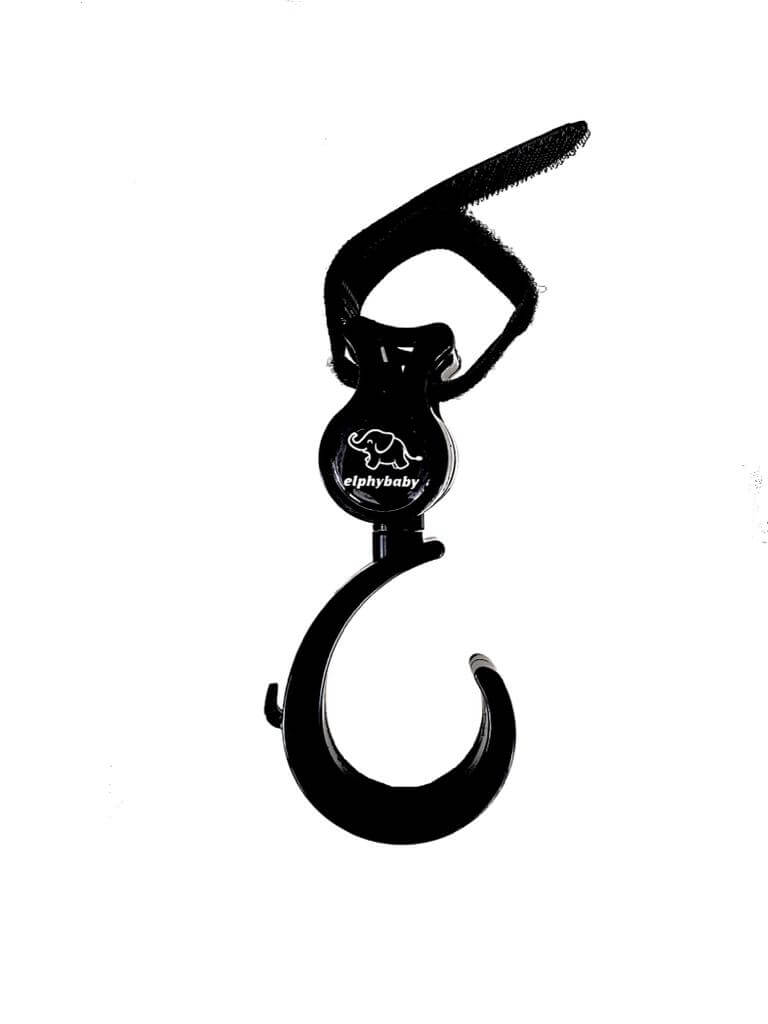 Elphybaby Stroller Hook Black Adjustable Strap 360-Degree Rotation