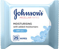 Johnson's Micellar Facial Wipes Moisturizing Cleansing for Dry Skin 25 Count