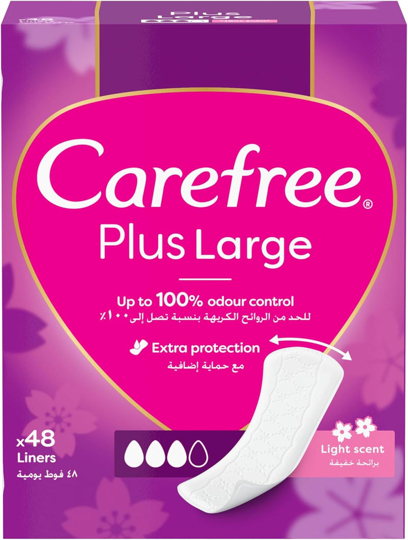 Carefree Unscented Large Panty Liners Super Absorbent Odor Control Pack of 48