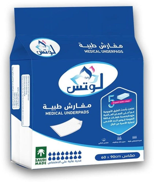 Lotus Sanitary Bed Mattresses 60 x 90 cm Disposable Underpads, 25 Sheets