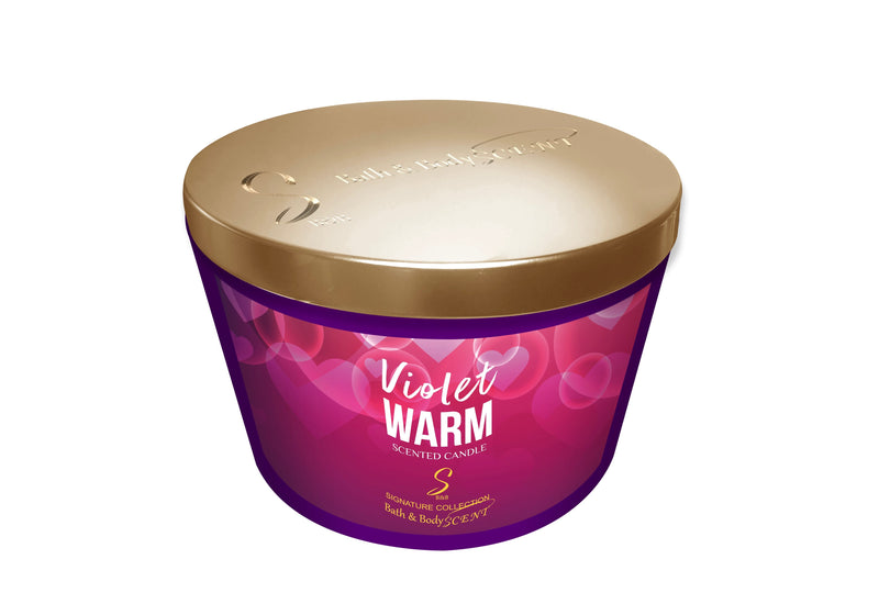 Bath & Body Scent Violet Warm Scented 3-Wick Candle Black Raspberry Burgundy Rose 320 g