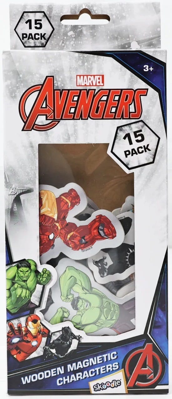 Marvel Avengers Wooden Magnetic Characters Set, 15 Piece Multicolor Toy, Age 3+