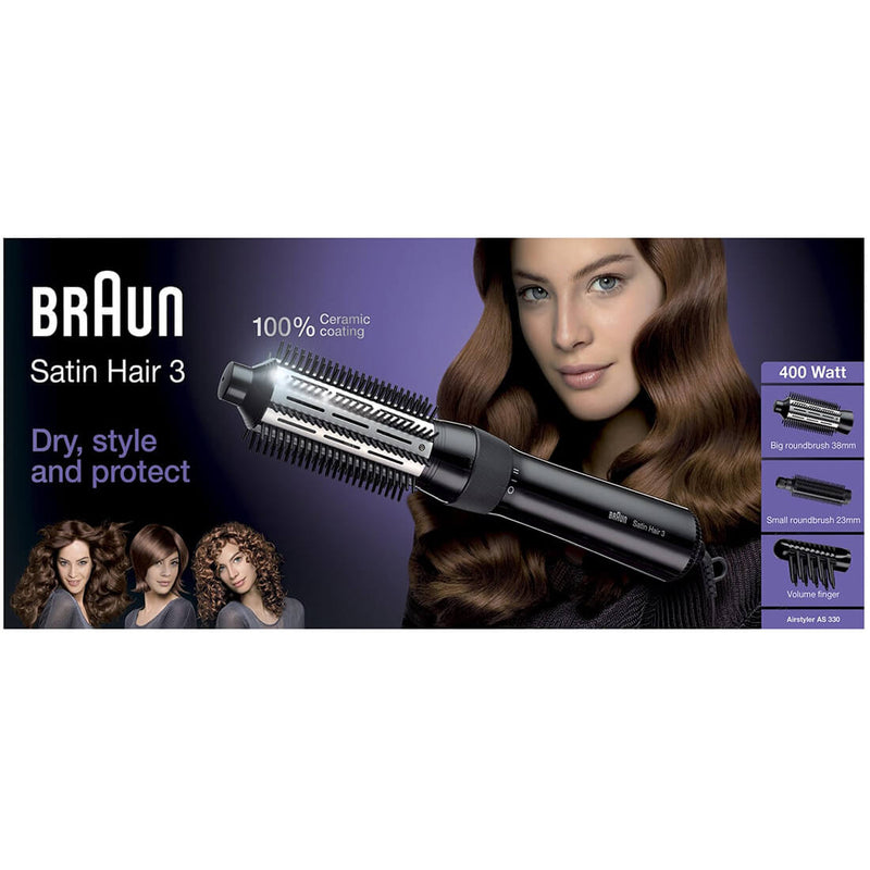 Braun Satin Hair 3 AS330 Air Styler 400W Ceramic Coating with Attachments