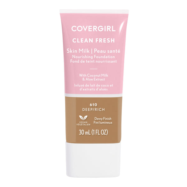 CoverGirl Clean Fresh Skin Milk Foundation Dewy Light Coverage Coconut Milk Aloe Deep/Rich 610 30 ml