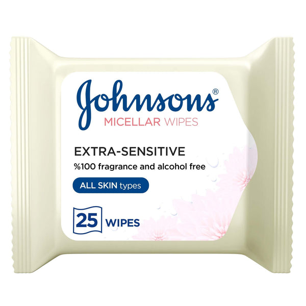 Johnson's Micellar Cleansing Wipes Extra Sensitive Alcohol- and Fragrance-Free 25 Wipes