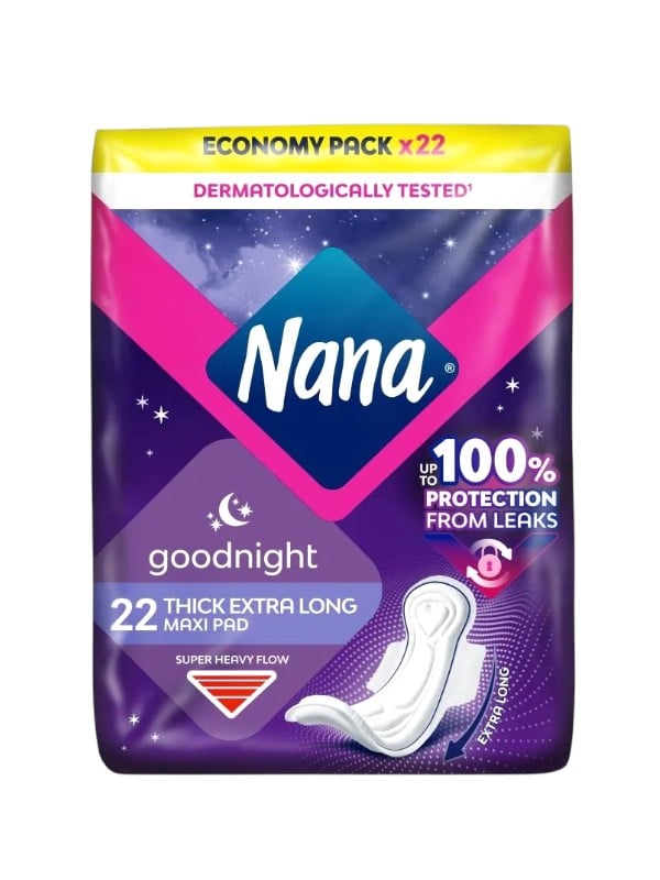 Nana Maxi Goodnight Sanitary Pads Extra Thick Long With Wings 22 Pads