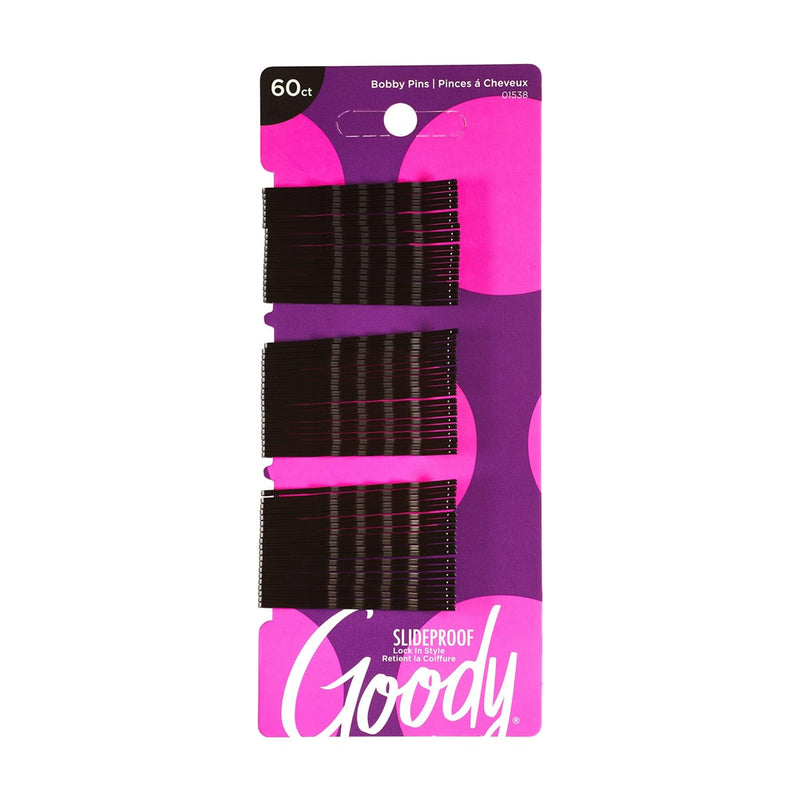 Goody Bobby Pins Black Rounded Tips Flexible Metal 60 Count