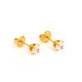 Studex S743STX Stud Earrings, White Zircon Stones, 24K Gold-Plated Grip, 316 Surgical Stainless Steel, 1 Pair