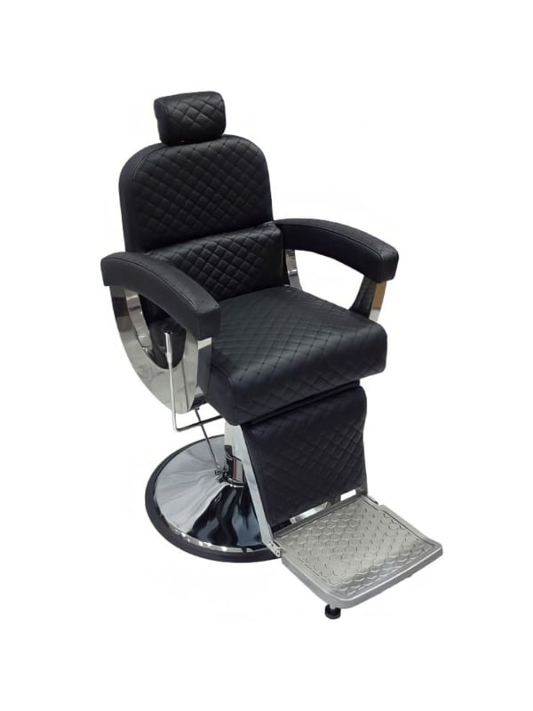Salon System Land Rover Barber Chair Hydraulic Black Striped Leather 2024