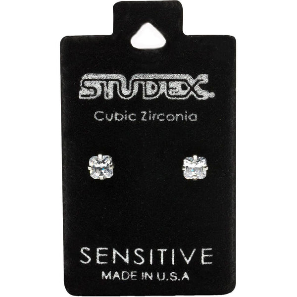 Studex S400WSTX Stainless Steel Stud Earrings, Nickel-Free Zircon, 1 Pair