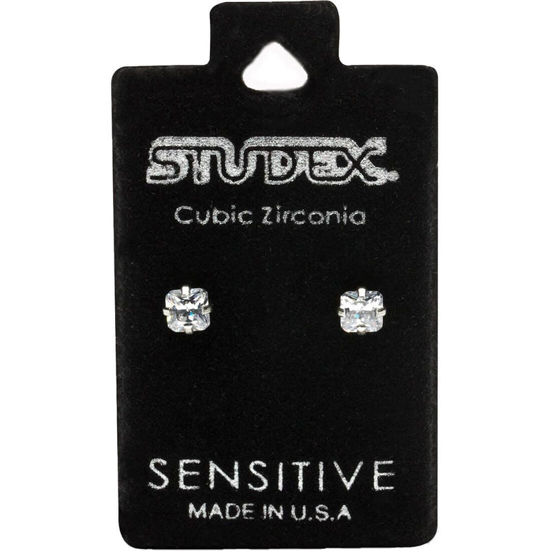 Studex S400WSTX Stainless Steel Stud Earrings, Nickel-Free Zircon, 1 Pair