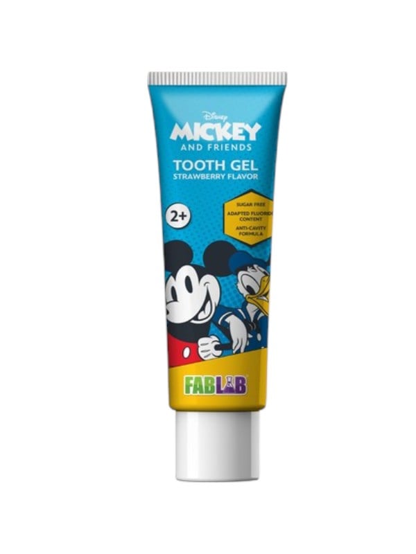 Fab Lab Mickey and Friends Strawberry Fluoride Tooth Gel for Kids, Sugar-Free, 75ml