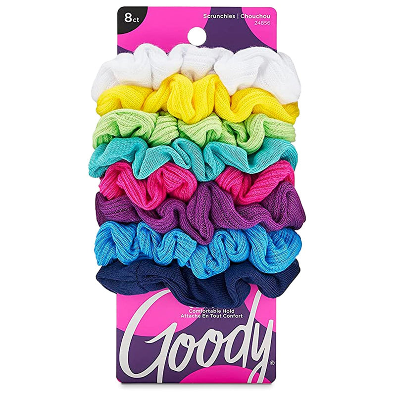 Goody Hair Scrunchies Fabric Hair Ties, Assorted Colors, 8 Count