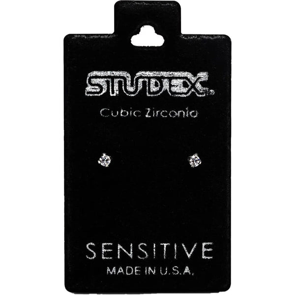 Studex S740WSTX Sensitive Stainless Steel Stud Earrings, Nickel-Free Zircon Pair