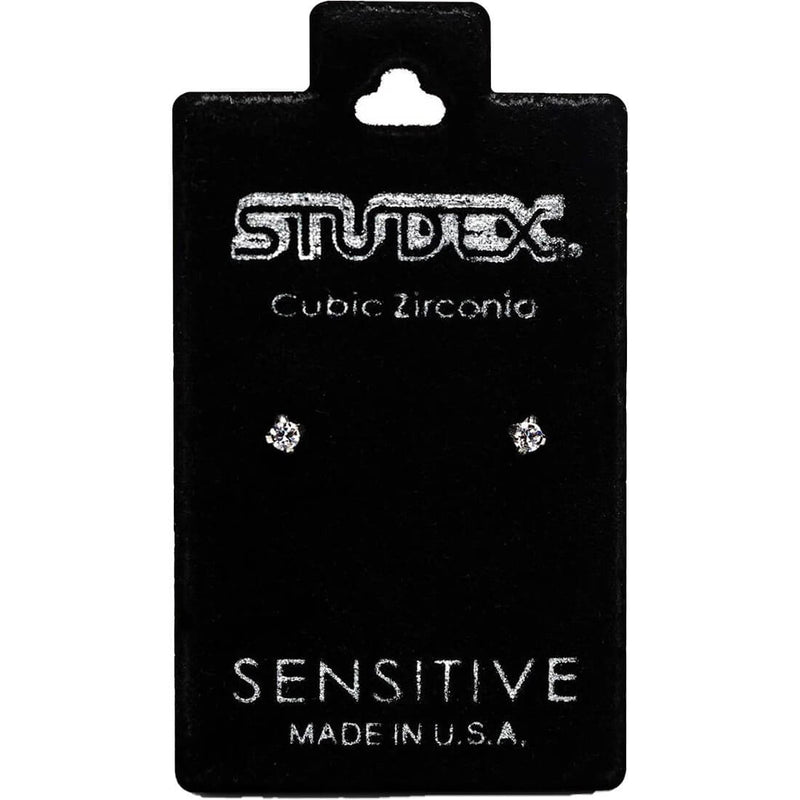 Studex S740WSTX Sensitive Stainless Steel Stud Earrings, Nickel-Free Zircon Pair