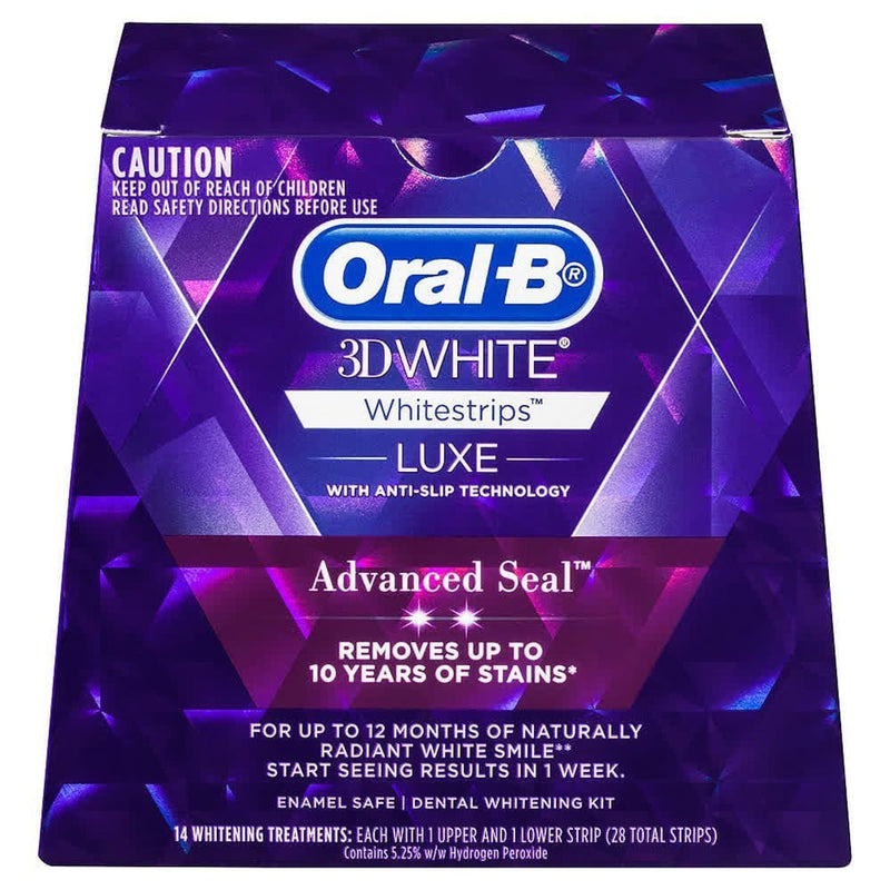 Oral-B 3D White Luxe Advanced Seal Whitening Strips Hydrogen Peroxide 5.25%, 14 Treatments