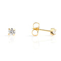 Studex S742STX Stud Earrings, White Zircon, 24K Gold-Plated, 316 Surgical Stainless Steel, 1 Pair
