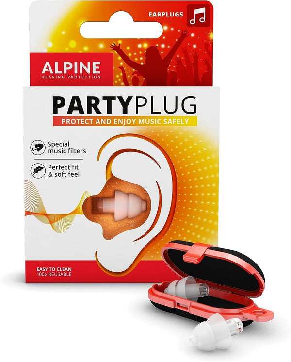 Alpine PartyPlug Transparent High-Fidelity Reusable Earplugs, 1 Pair