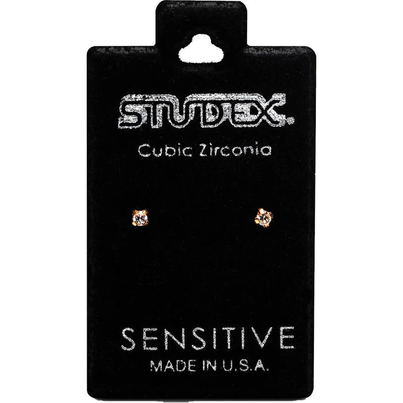 Studex S740STX Stud Earrings, White Zircon Stones, 24K Gold-Plated 316 Surgical Stainless Steel, 1 Pair