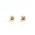 Studex S740STX Stud Earrings, White Zircon Stones, 24K Gold-Plated 316 Surgical Stainless Steel, 1 Pair