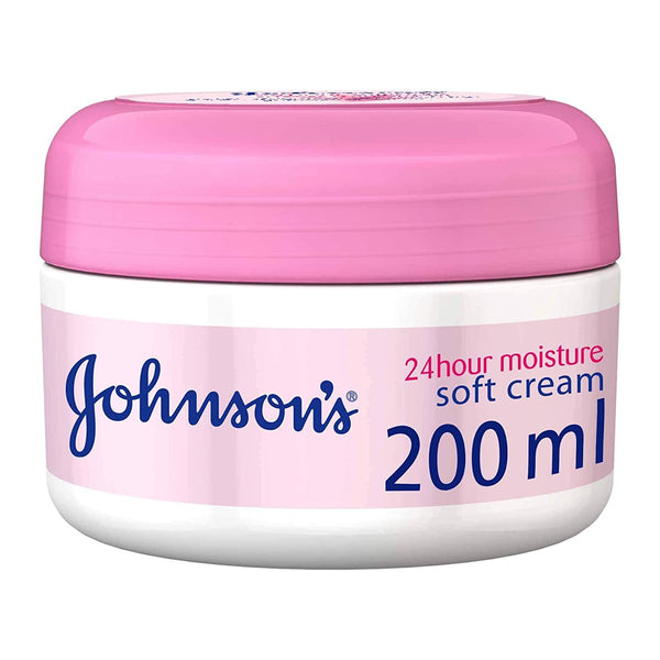 Johnson's 24-Hour Soft Moisturizing Cream Lightweight Hydration Glycerin and Petrolatum 200 ml