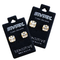 Studex S400STX Stud Earrings, White Zircon Stones, 24K Gold-Plated Grip, 316 Stainless Steel, 1 Pair