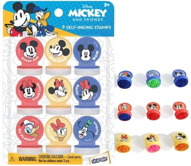 Disney Mickey Self-Inking Stamp Kit, 9-Piece Creative Craft Set for Children Age 3+