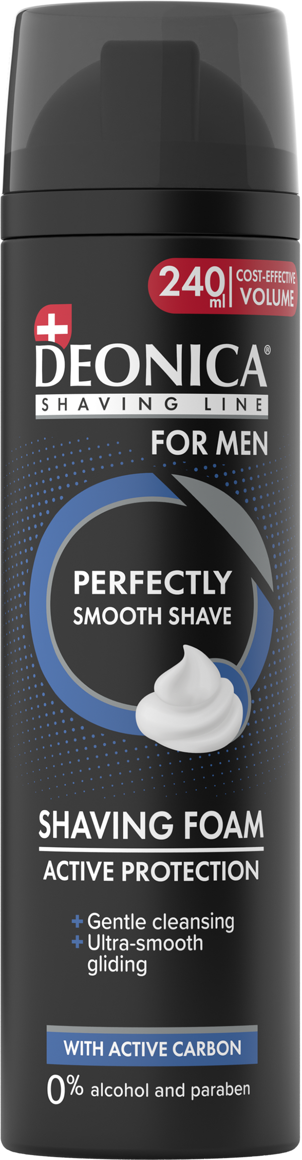 Deonica For Men Shaving Foam Active Protection Charcoal Smooth Glide 240 ml
