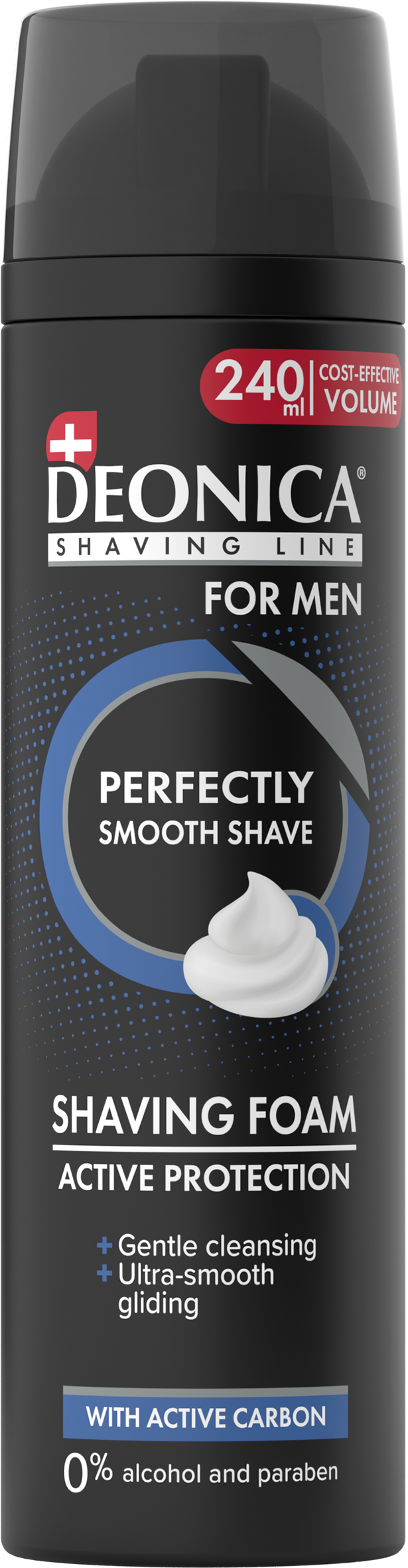Deonica For Men Shaving Foam Active Protection Charcoal Smooth Glide 240 ml