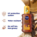 NIVEA Sun Intense Bronze Tanning Oil Spray SPF 6 Vitamin E Jojoba Oil 200 ml