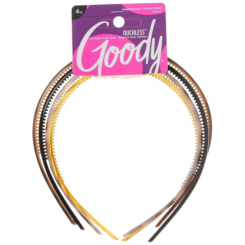 Goody Thin Headbands, Assorted Colors, 4 Count