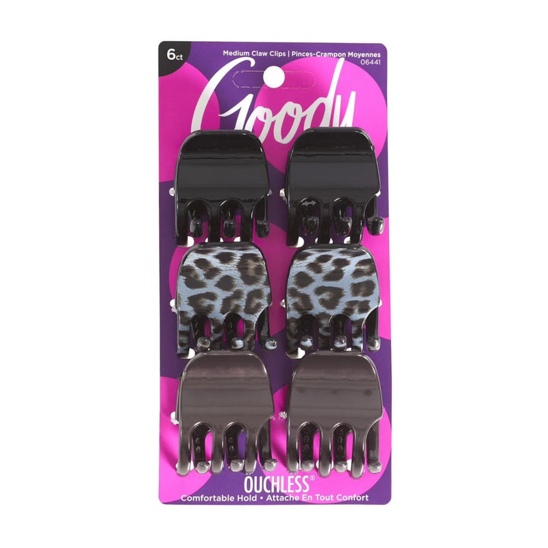 Goody Claw Clips Medium Matte Black Hair Clips, 6 Count