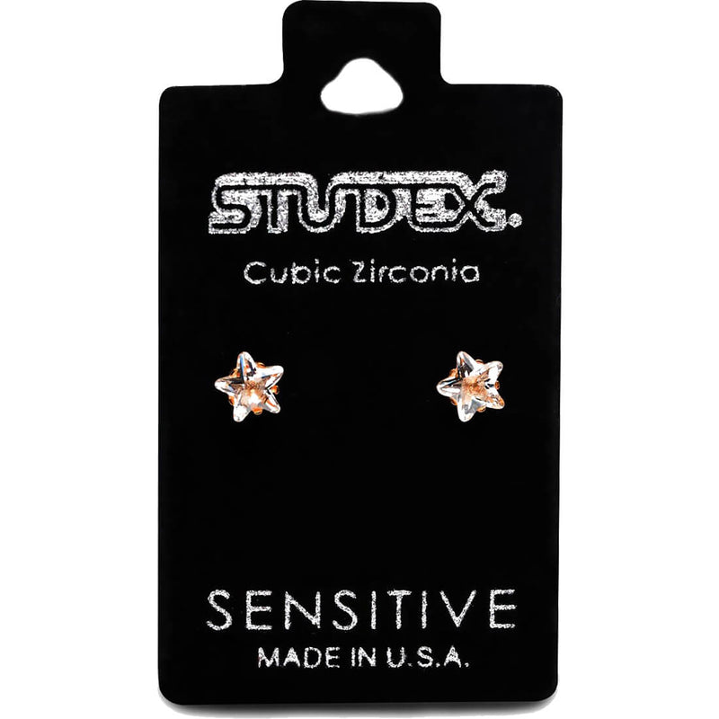 Studex S452STX Stud Earrings, White Zircon, 24K Gold-Plated Grip, 316 Surgical Stainless Steel, 1 Pair