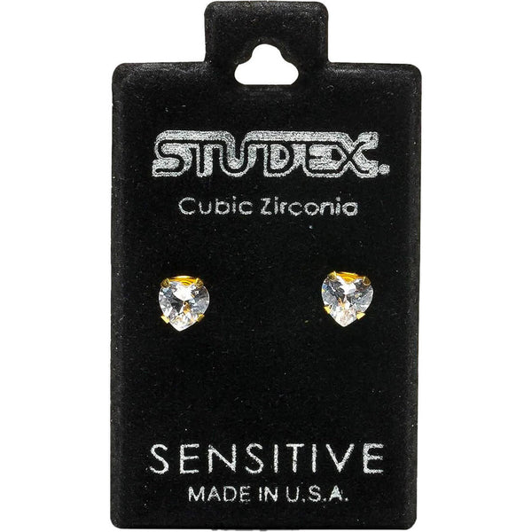 Studex S885STX Stud Earrings, White Zircon Stones, 24K Gold-Plated Grip, 316 Surgical Stainless Steel, 1 Pair